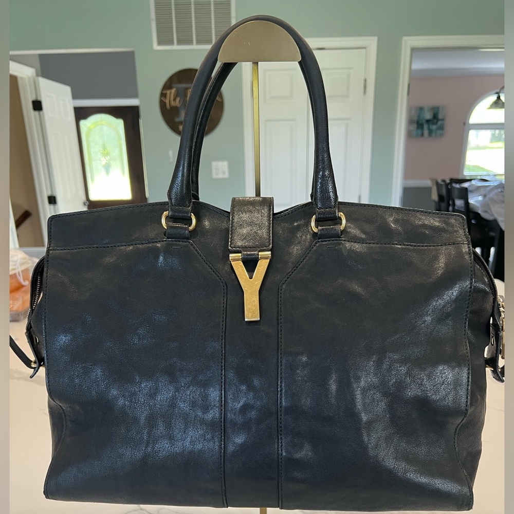 YSL Cabas Chyc Large Tote Black Leather | Vintage